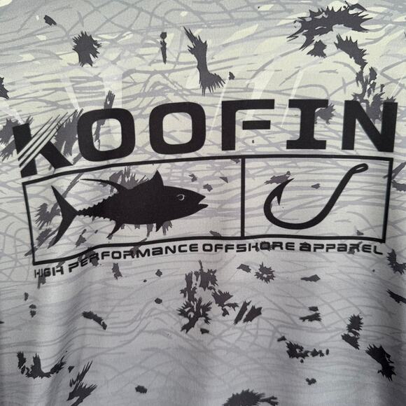 Koofin Gear UPF 50+ Hooded Fishing Shirt Adult XL Gray Ombre - Picture 6 of 9